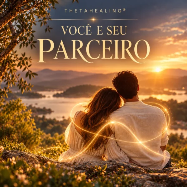 Imagem do curso ThetaHealing® Você e Seu Parceiro com Sandra Chander, mostrando um casal diante do pôr do sol.