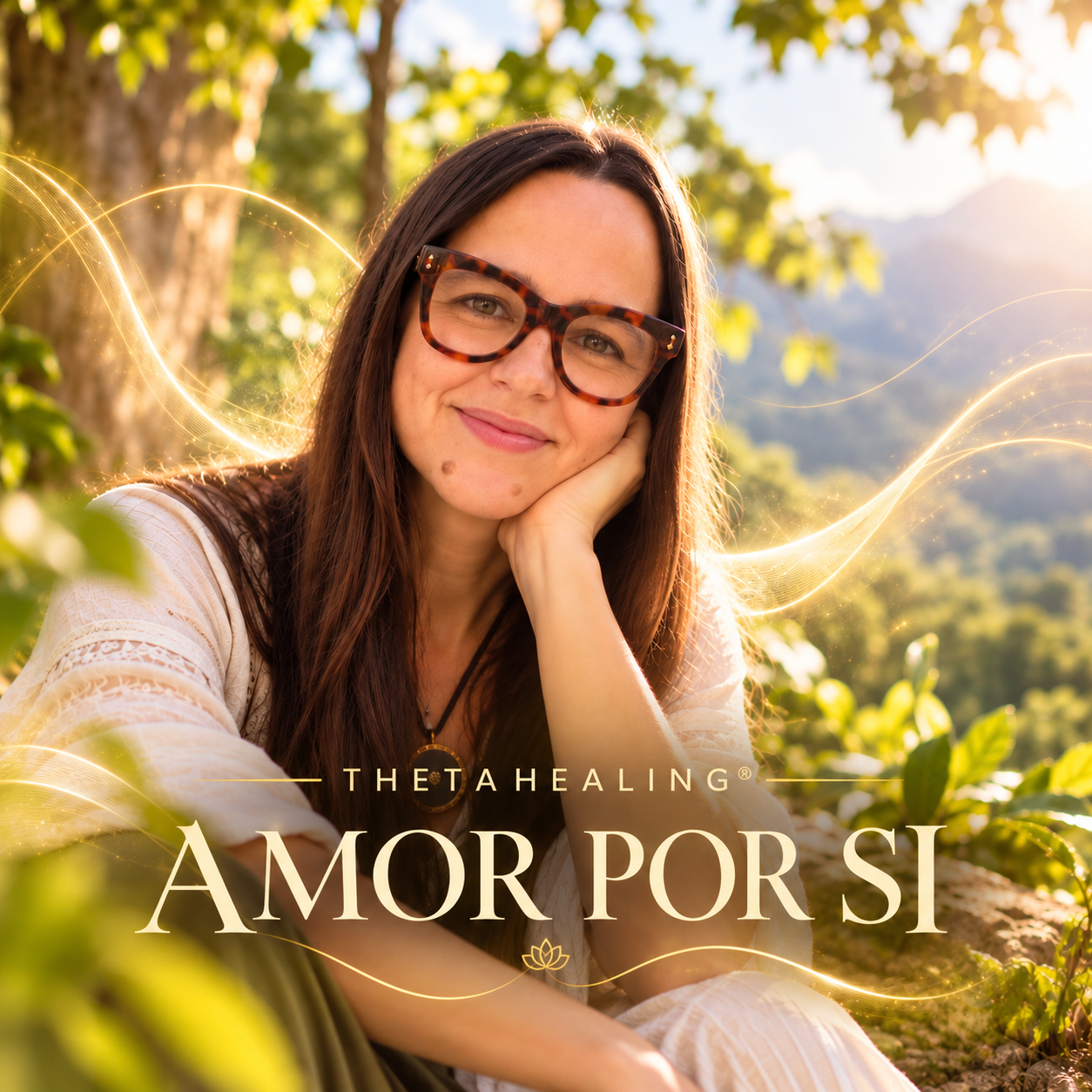 Sandra Chander em meio à natureza, na imagem do curso Amor por Si ThetaHealing®
